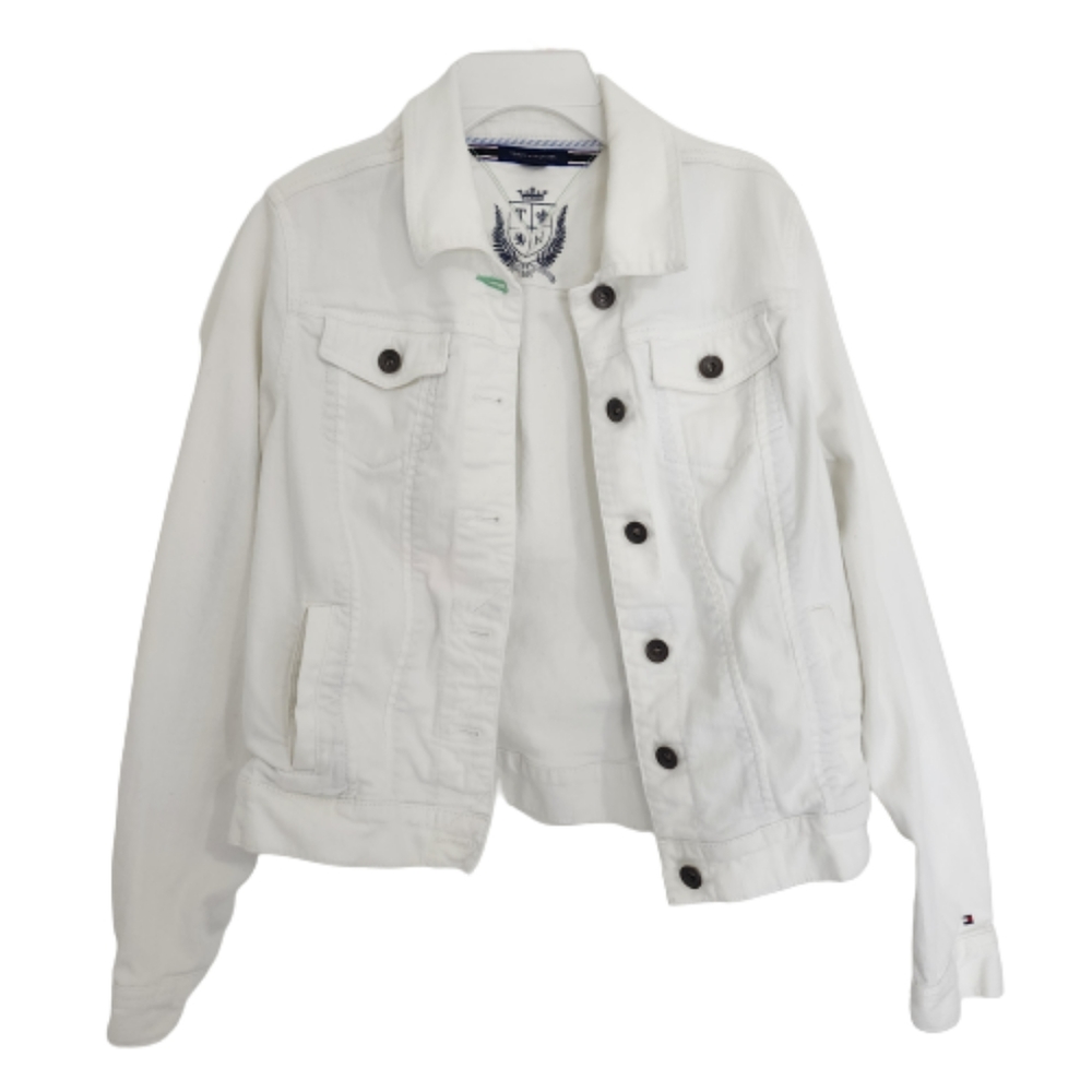 Tommy Hilfiger Women's White Trucker Denim Jacket size Medium